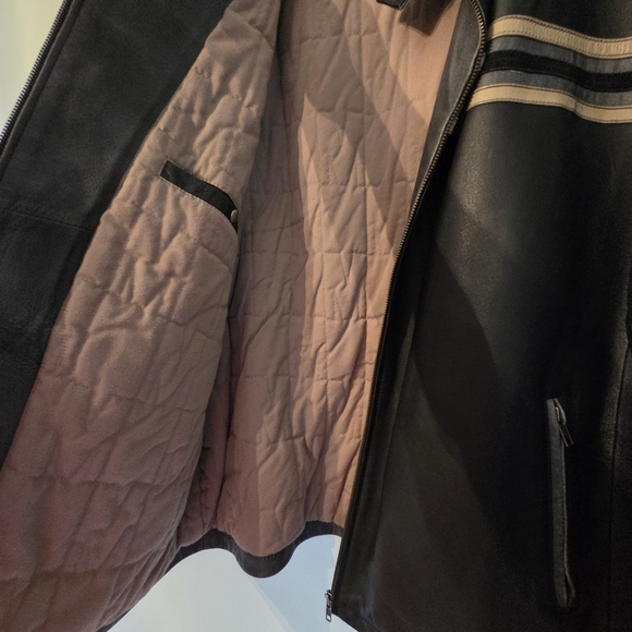 Danier Men's Leather Biker Boho Black Moto Hippie Zip Fall Winter Jacket Sz 3XL - Picture 8 of 14